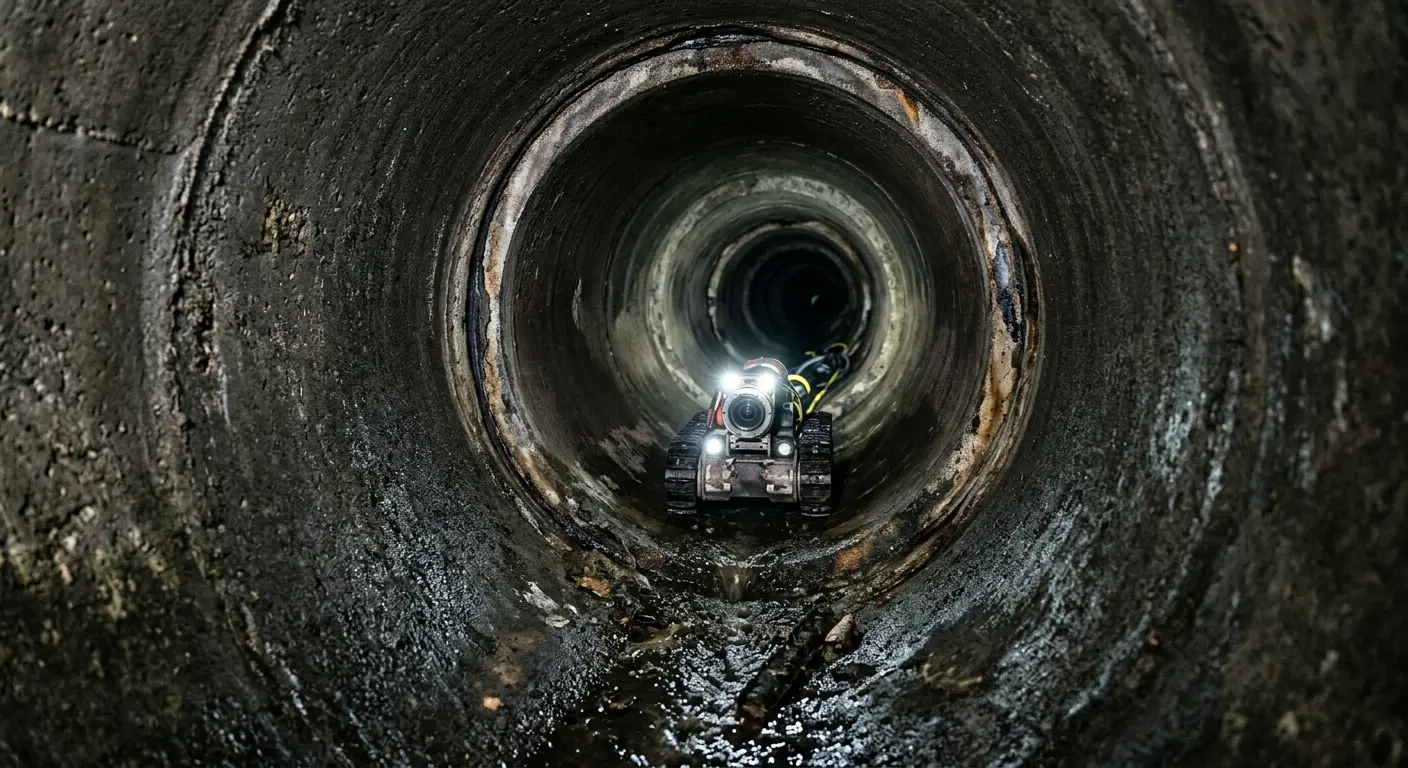 Robotic sewer camera inspecting pipe interior for Sewer Line Repair in Piedmont